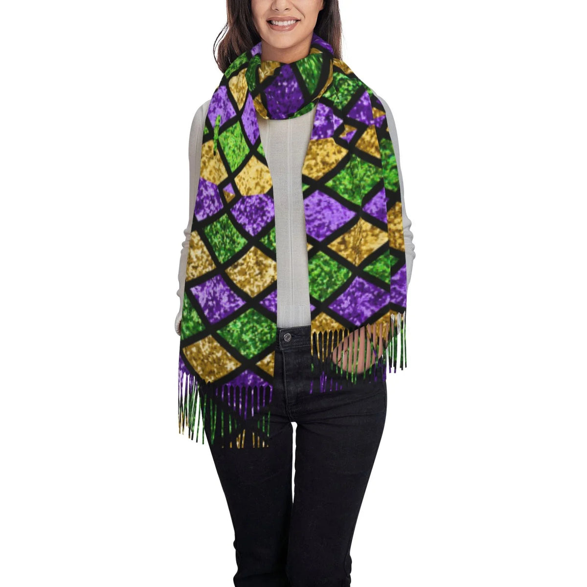 Print Purple Bingfone Gifts- Warm Large Soft Gras Winter Wrap Green Women Cashmere Scarf Shiny Art For Shawl Elegant Mardi Scarves Feel
