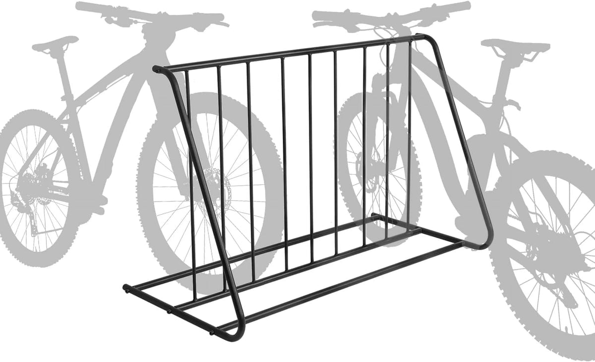 Storage Rack Double-Sided YGDU Capacity Parking Pipe 6-Bicylce Holder, Black Stand/Grid Steel Bike Bicycle