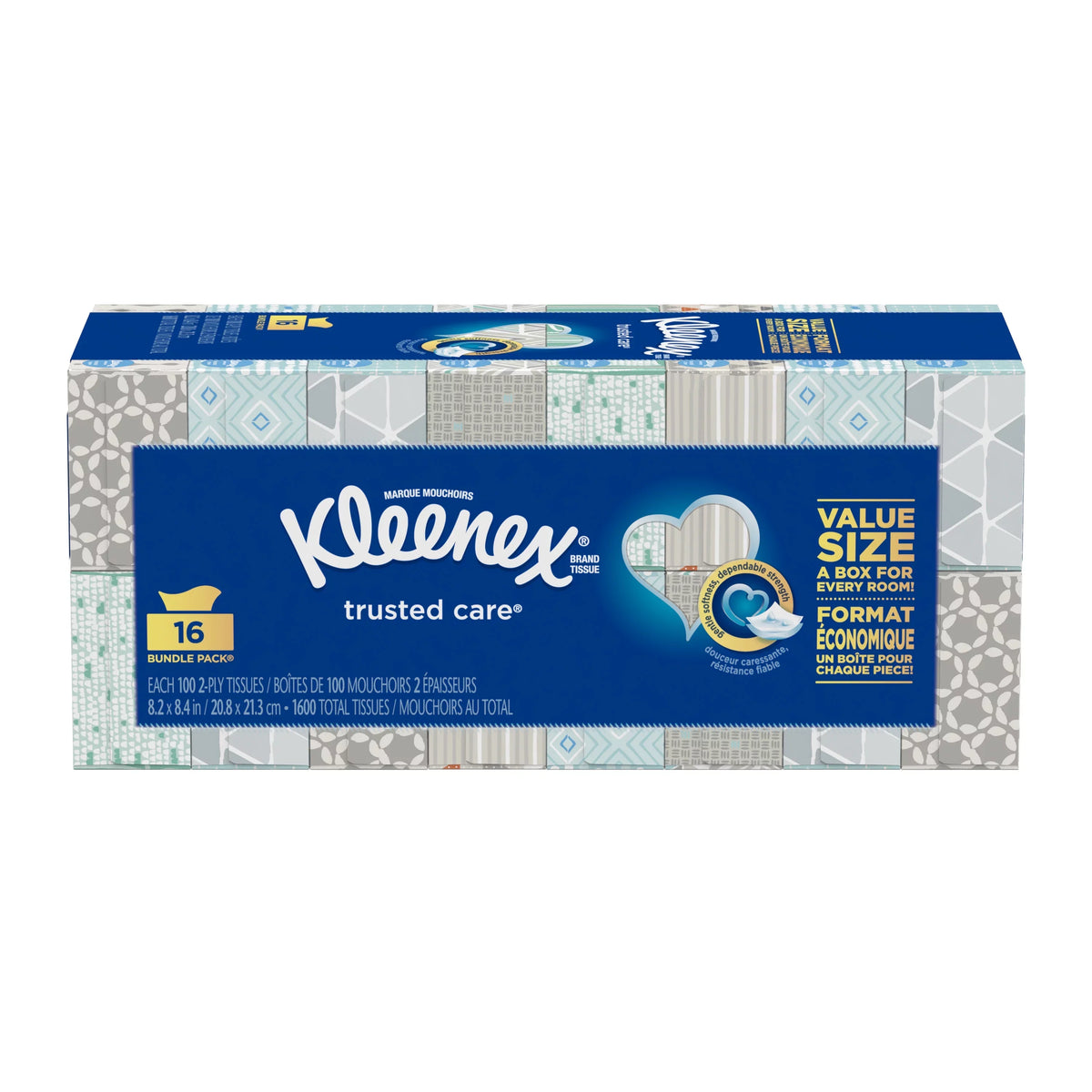 Trusted Facial Box, Total) Tissues, Kleenex Everyday per 16 Care Tissues Pack (1,600 100 Tissues Flat