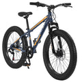 Bike, Fat Trail 24 Bike Mountain Mountain 7 High-Carbon Suspension, Commuter Shimano Dual Adult/Youth Frame, City Steel S24109 Full Urban Disc Front Bike, Speeds Brake, Bicycle Inch Elecony Tire