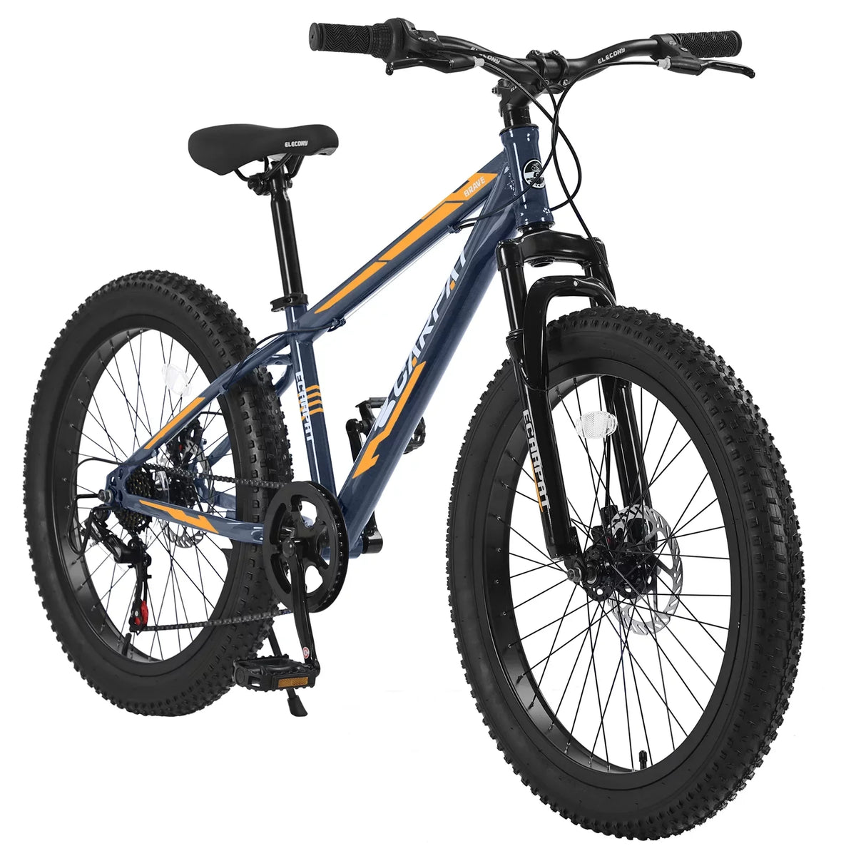 Bike, Fat Trail 24 Bike Mountain Mountain 7 High-Carbon Suspension, Commuter Shimano Dual Adult/Youth Frame, City Steel S24109 Full Urban Disc Front Bike, Speeds Brake, Bicycle Inch Elecony Tire