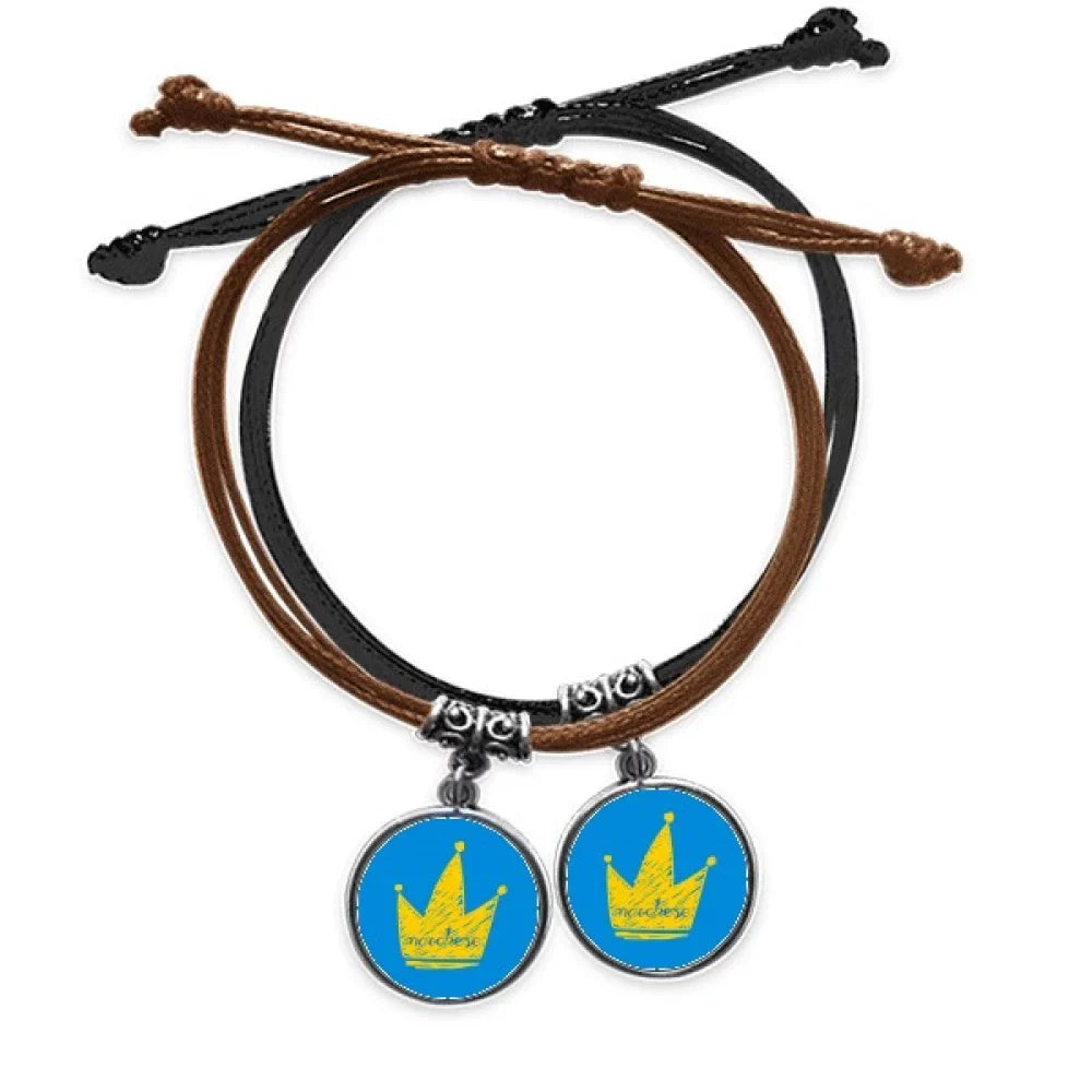 Headgear Scrawl Double Graffiti Leather Bracelet Wristband Couple Marchese Set Rope Doodle