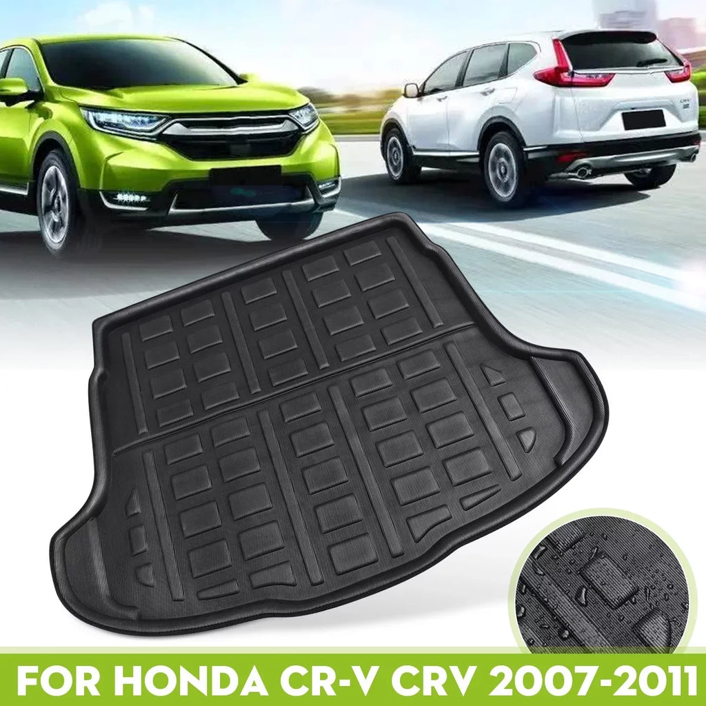 Black 1pcs Floor Waterproof Cargo Trunk CRV Weather, Boot Rear Honda Mat 2007-2011 Liner for CR-V All Tray