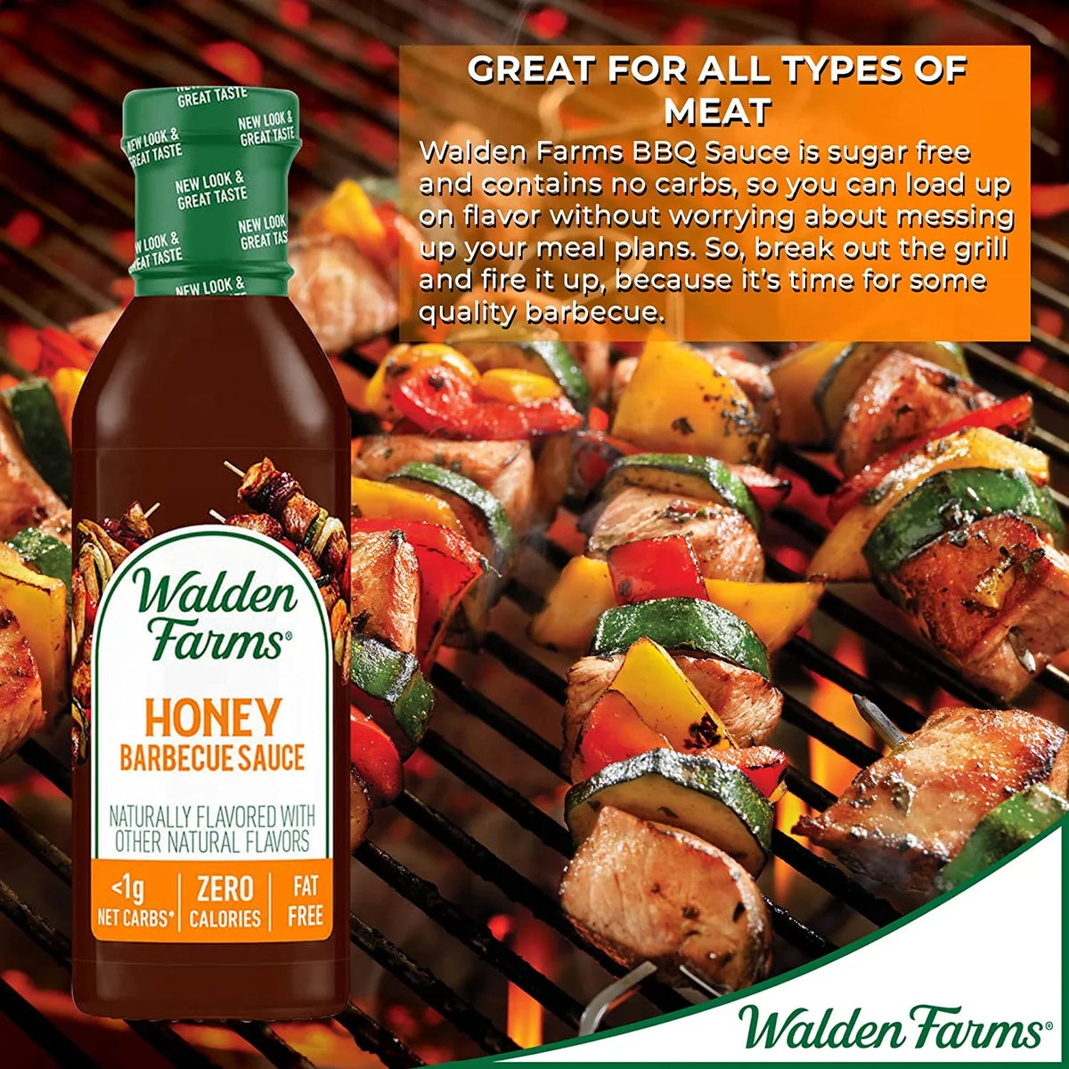 Farms of Walden Honey Pack Calorie oz Free 4 12 fl Sauce Barbecue