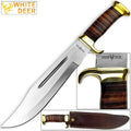 Steel Handle Outback DEER High Stainless Carbon American Knife Bowie MAGNUM WHITE Leather w