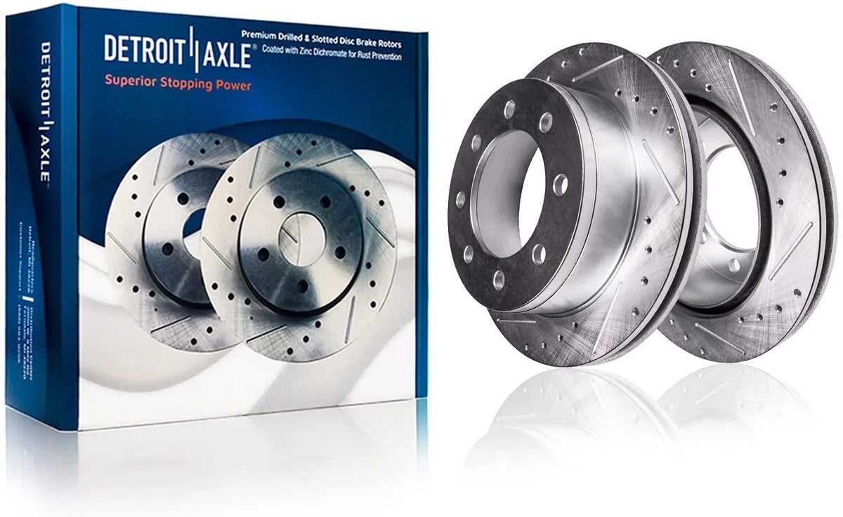 2015 2014 Ceramic Axle for Brakes Drilled Brake 2012 - 2017 & Detroit Rotors Replacement 2013 2500 Kit 2019 Sierra Chevy 2018 2011 Pads Brake HD 2016 Slotted 3500 11-19 GMC Front Silverado