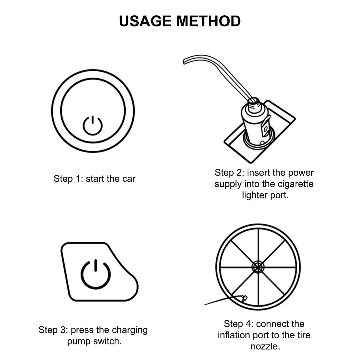 Quick Inflation Portable Compressor 12V Pump Jahy2Tech Assistance 280W Roadside Electric Black Air
