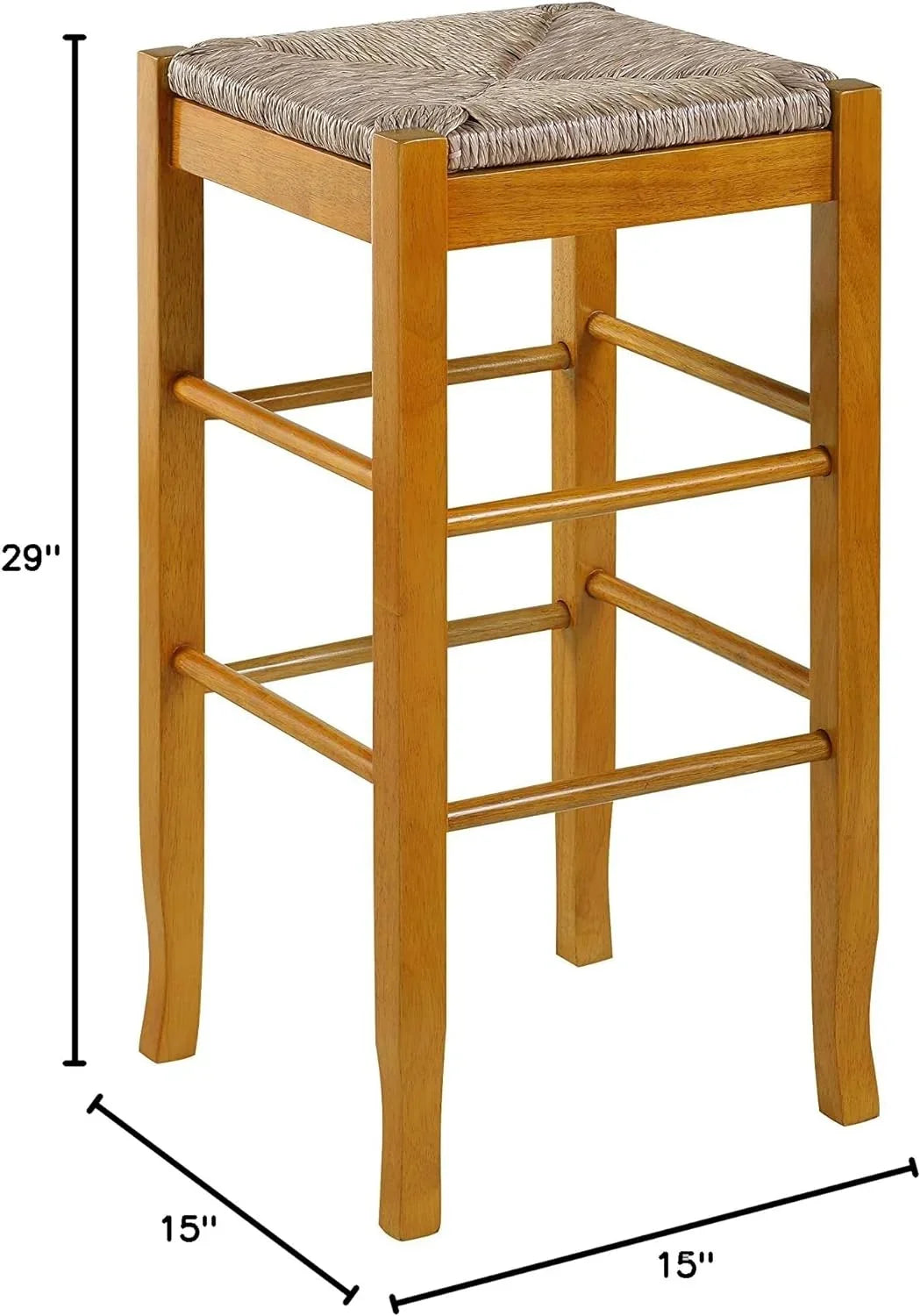 Rush Seat Square Bar 29-Inch, Brown Height Stool,