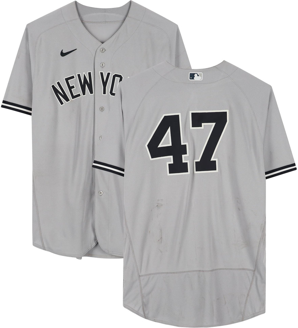 Gray Fanatics Montas Los - vs. Jersey Certified Angeles 2022 Angels on York Game-Used August #47 29, New Yankees Frankie Authentic