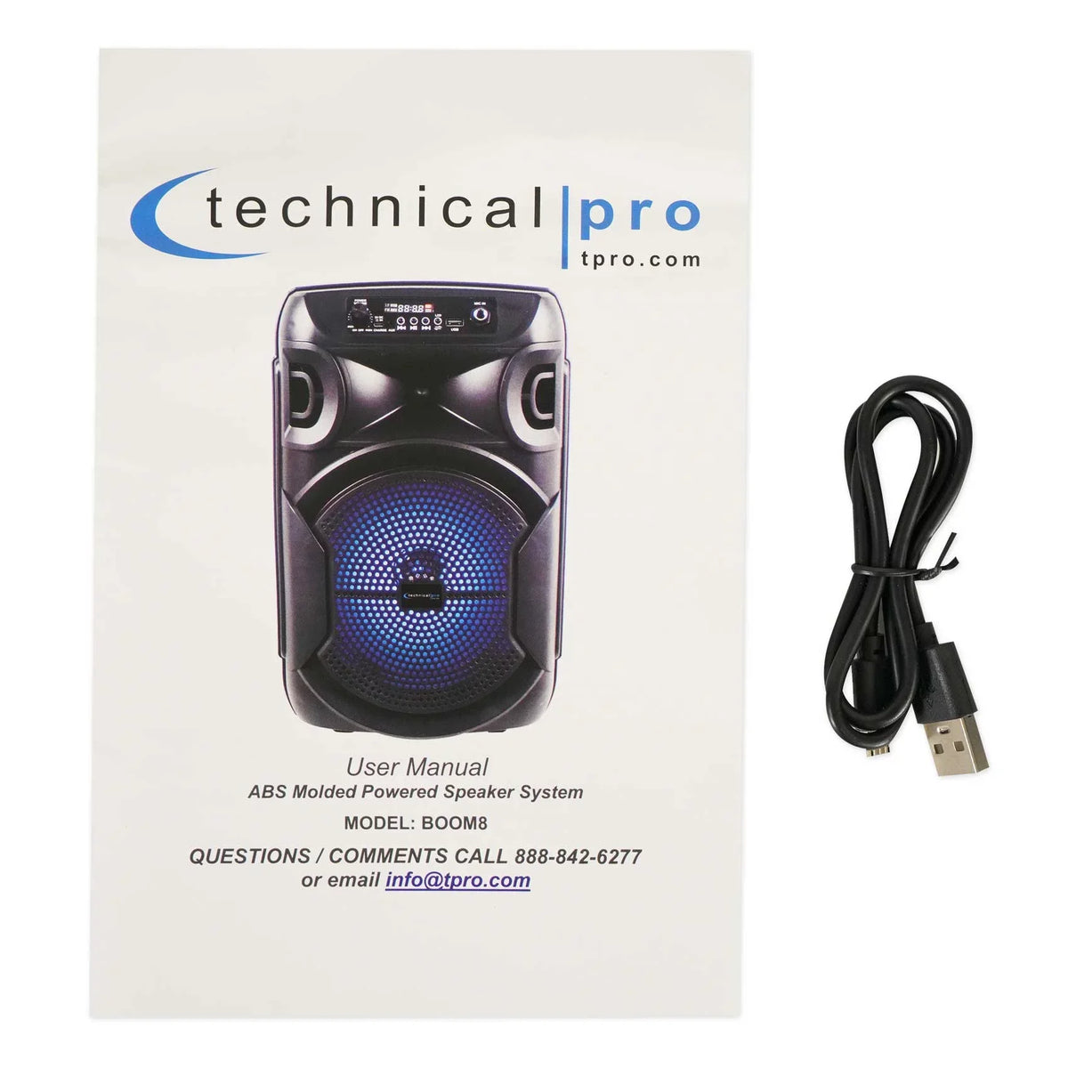 BOOM8 w/Bluetooth Technical LED Speakers Pro Portable TWS 8" Party (2) Wireless