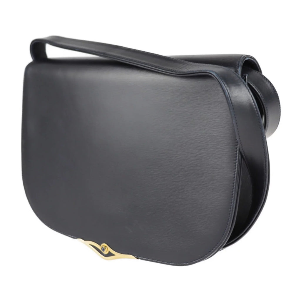 line dark sapphire bag Pre-Owned leather calf (Good) Cartier 2WAY navy clutch CARTIER shoulder