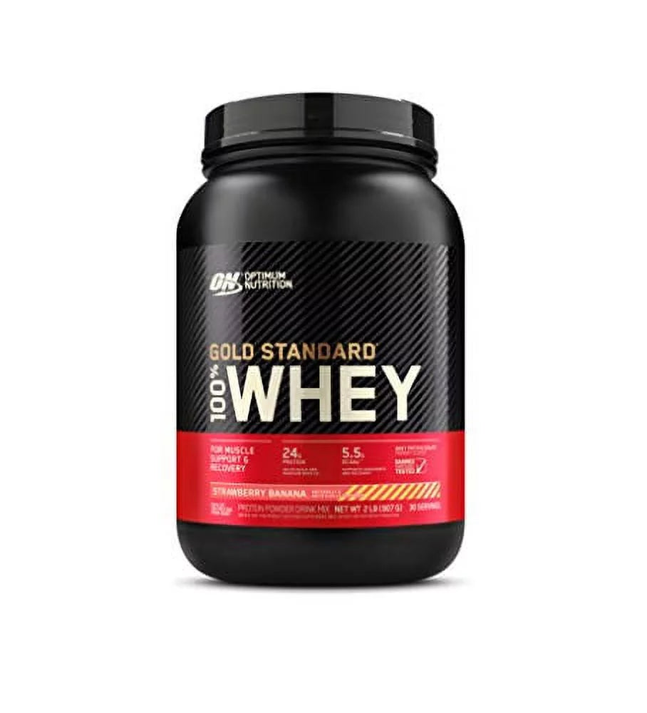 2 Optimum Gold (Packaging Vary) Banana, Powder, Whey Pound Nutrition Strawberry Protein 100% Standard May