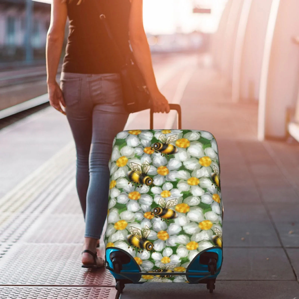 Luggage Flower Cover Suitcase Kll Bees Protector- And Suitcase Cover