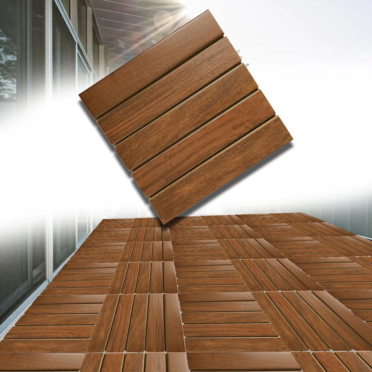 Outside Flooring for Indoor Deck Flooring Walkway Balcony Garden Puzzle Flooring Interlocking Tiles Wooden Balcony Interlocking Outdoor