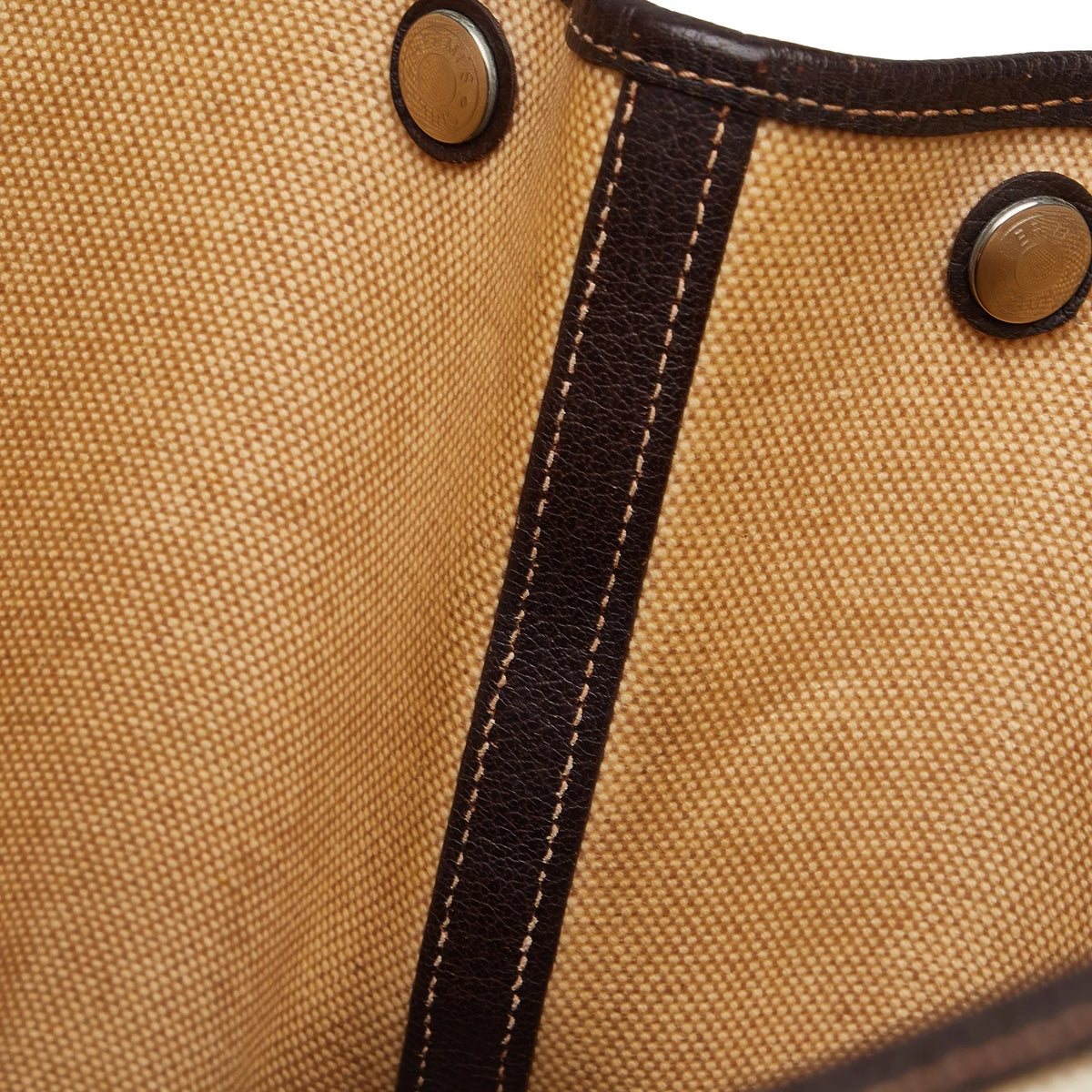 Pre-Owned (Good) Fabric Party Authenticated Unisex Tote PM Canvas Hermès Garden Brown Bag