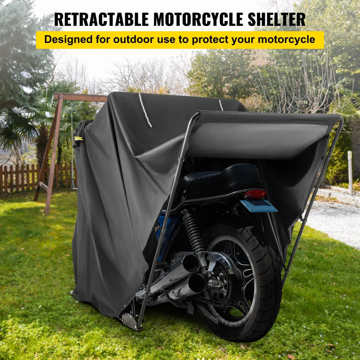 Motorbike Oxford Garage 600D Tent and Shed with Shelter Waterproof Storage Shed, Weight Black Bag, Anti-UV, Motorcycle Lock Shelter Duty 106.3"x41.3"x62.9" Heavy VEVORbrand