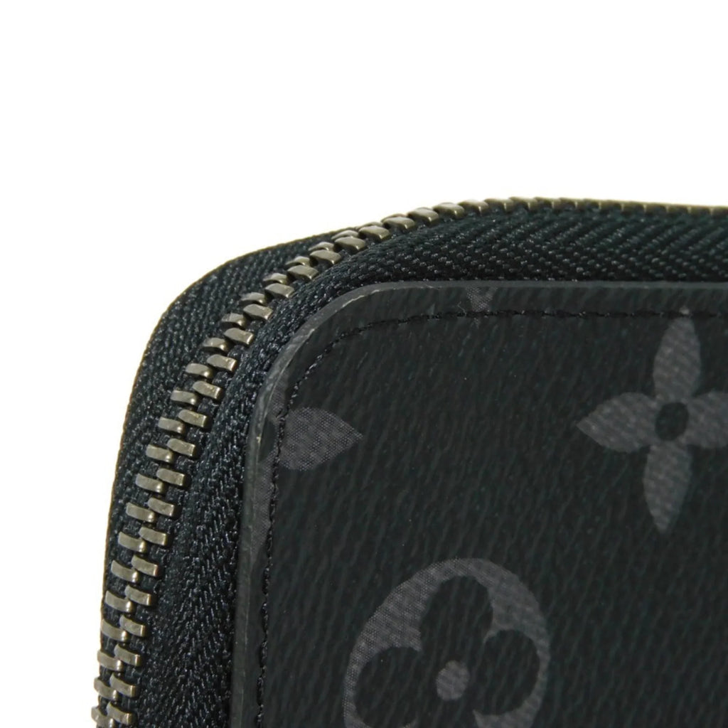 Monogram Billfold Round Men's LV Zipper Logo (Good) VUITTON Eclipse LOUIS Pre-Owned Noir Long Zippy Vertical Wallet M62295