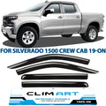 Rain ART Crew Guards (Chevy) Durable Truck with Chevrolet 2019-2024 Cab, Window Vent Silverado/GMC Compatible 419160 Window Visors, 4pcs- Sierra Accessories, 1500 Incredibly Deflectors, Tape-on CLIM