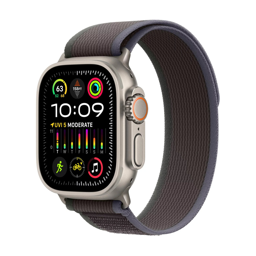 UWB, band S/M 2 Wi-Fi, Watch titanium - - oz - - size: with Trail blue/black watch - Loop Bluetooth 4G - Ultra smart 2.17 mm 49 nylon - GB Apple 64 weave - - LTE, -