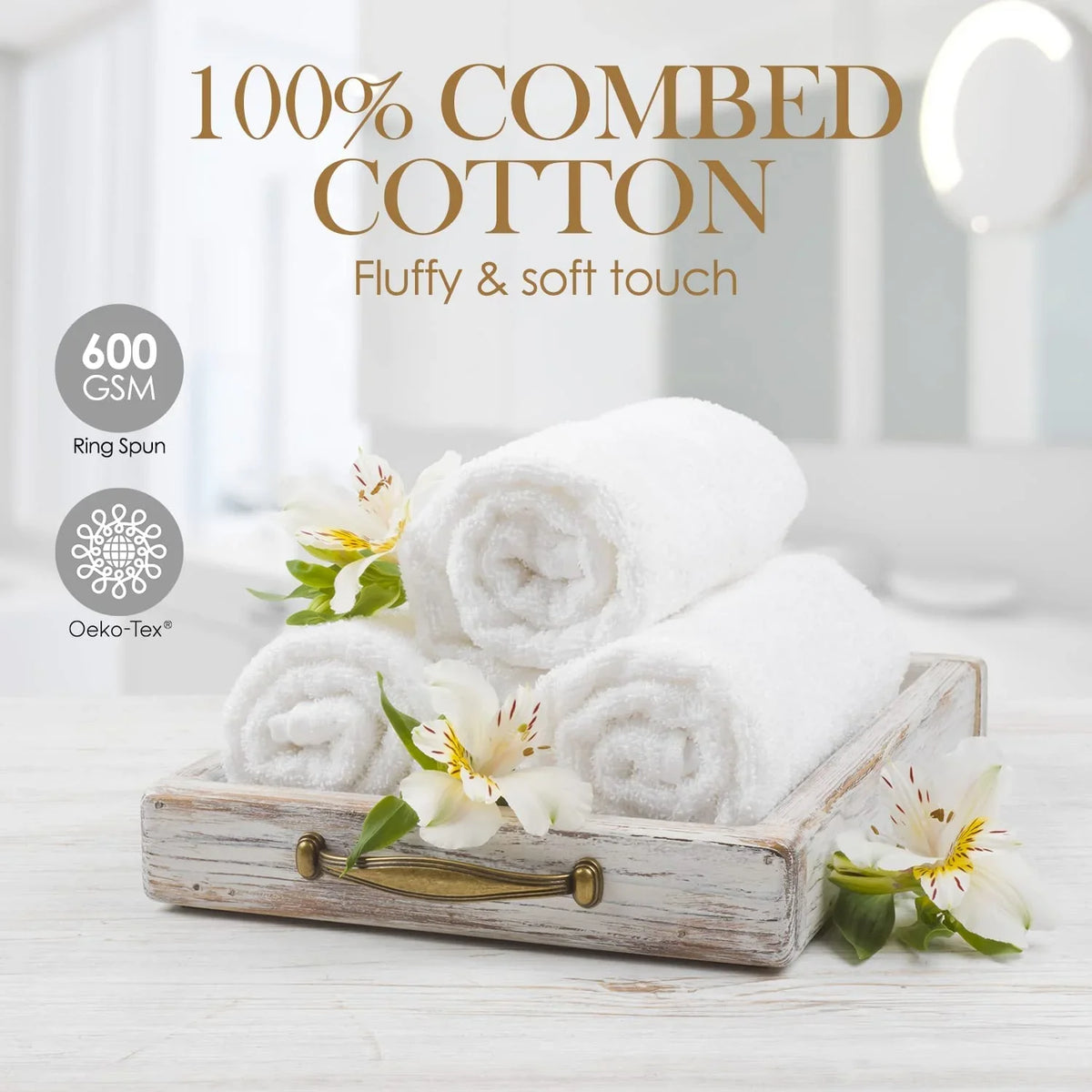 12-Pack White Cotton Elaine Hand & Home, Spa, Premium Towels for Bath Karen Hotel