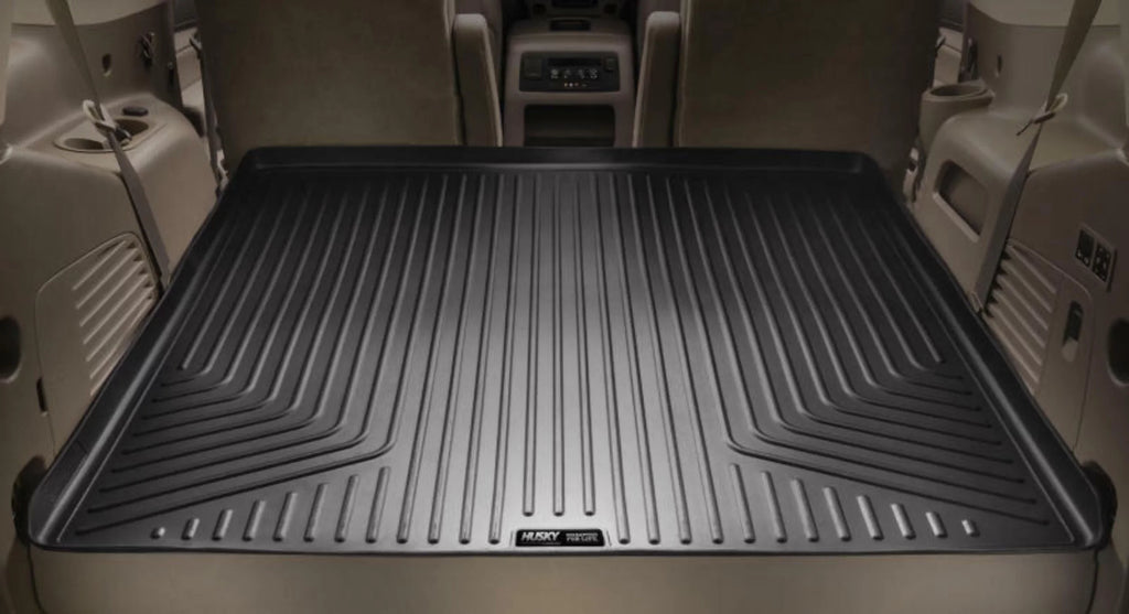 Behind Yukon; with Seats 3rd row 2nd folded Cadillac Tahoe/GMC over Seat Escalade/Chevrolet Weatherbeater Cargo Liner 15-20 by Black fits row flat Compatible 2nd back RealTruck Husky Series of