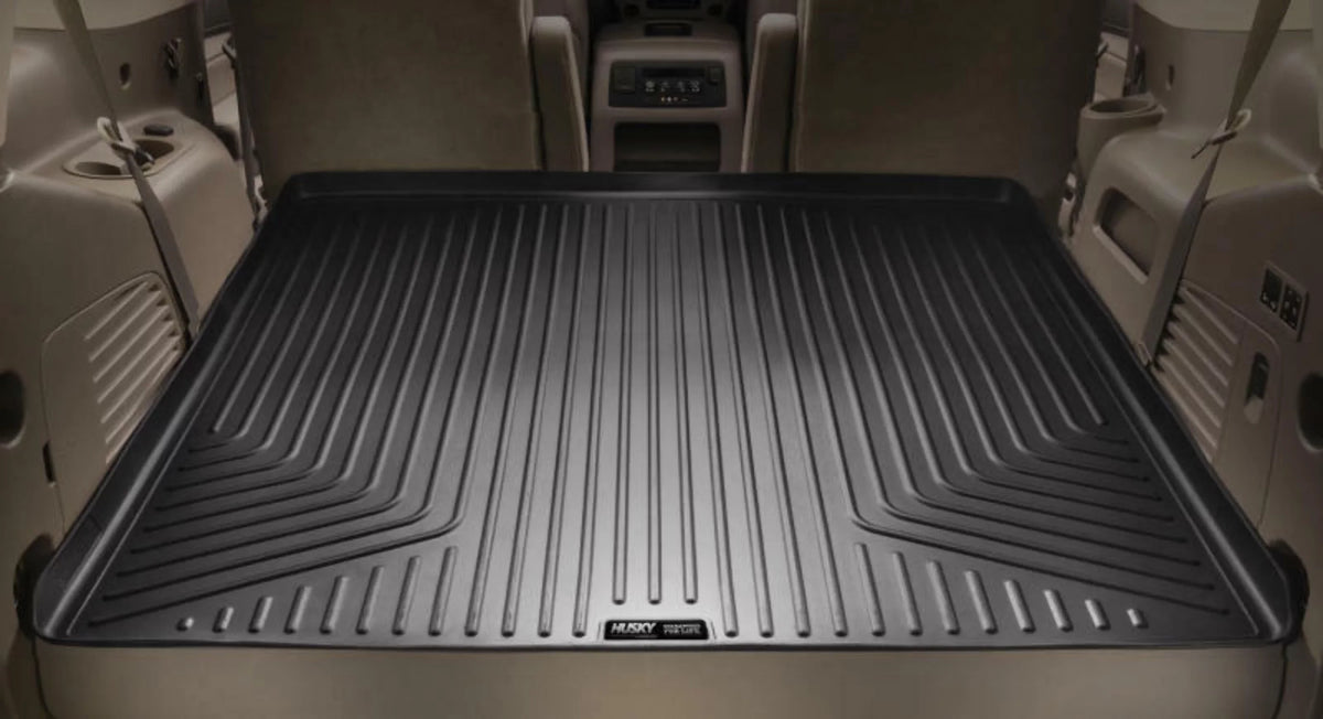 Behind Yukon; with Seats 3rd row 2nd folded Cadillac Tahoe/GMC over Seat Escalade/Chevrolet Weatherbeater Cargo Liner 15-20 by Black fits row flat Compatible 2nd back RealTruck Husky Series of