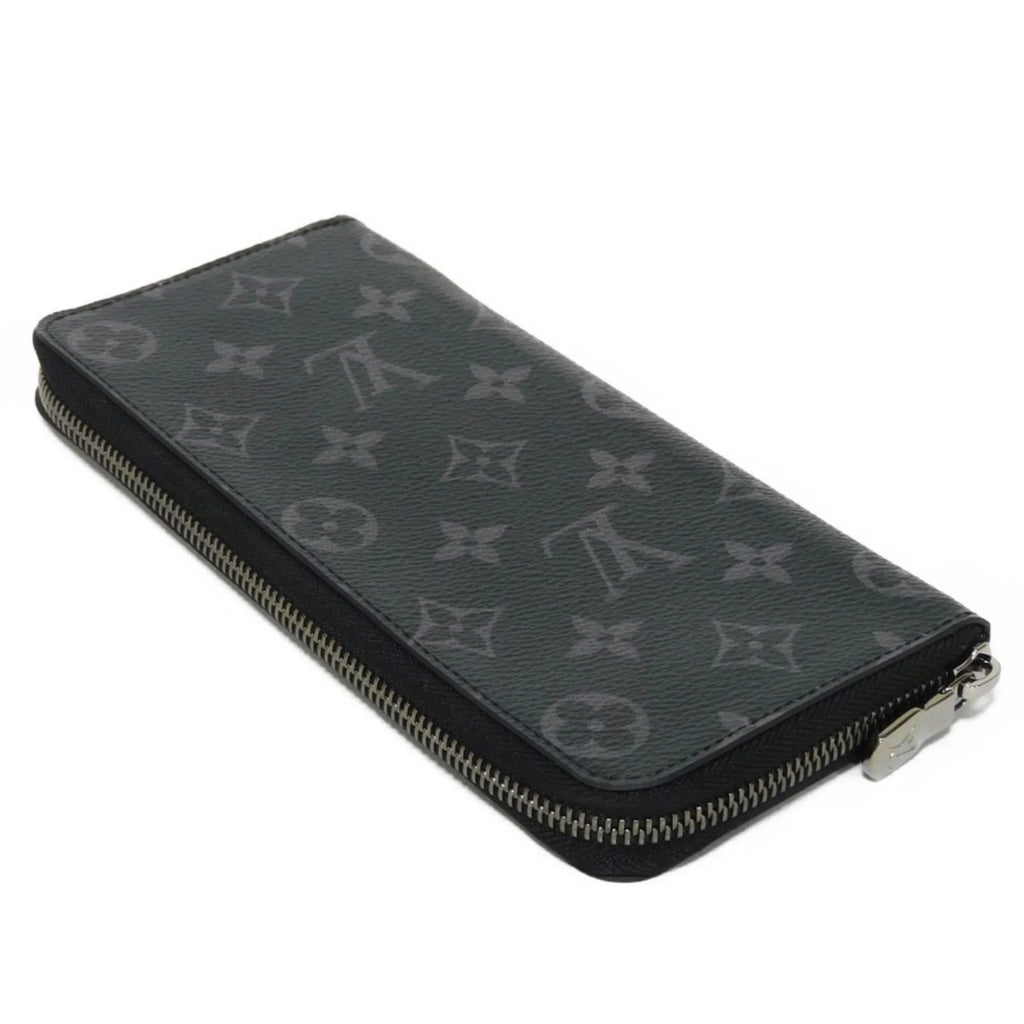 Monogram Billfold Round Men's LV Zipper Logo (Good) VUITTON Eclipse LOUIS Pre-Owned Noir Long Zippy Vertical Wallet M62295
