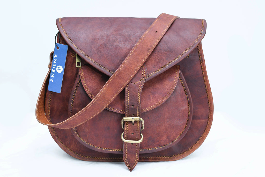 Real Handbags Bag Rustic Saddle Vintage Cross Women's Purse Retro Tablet Body Shoulder Satchel 9" Leather