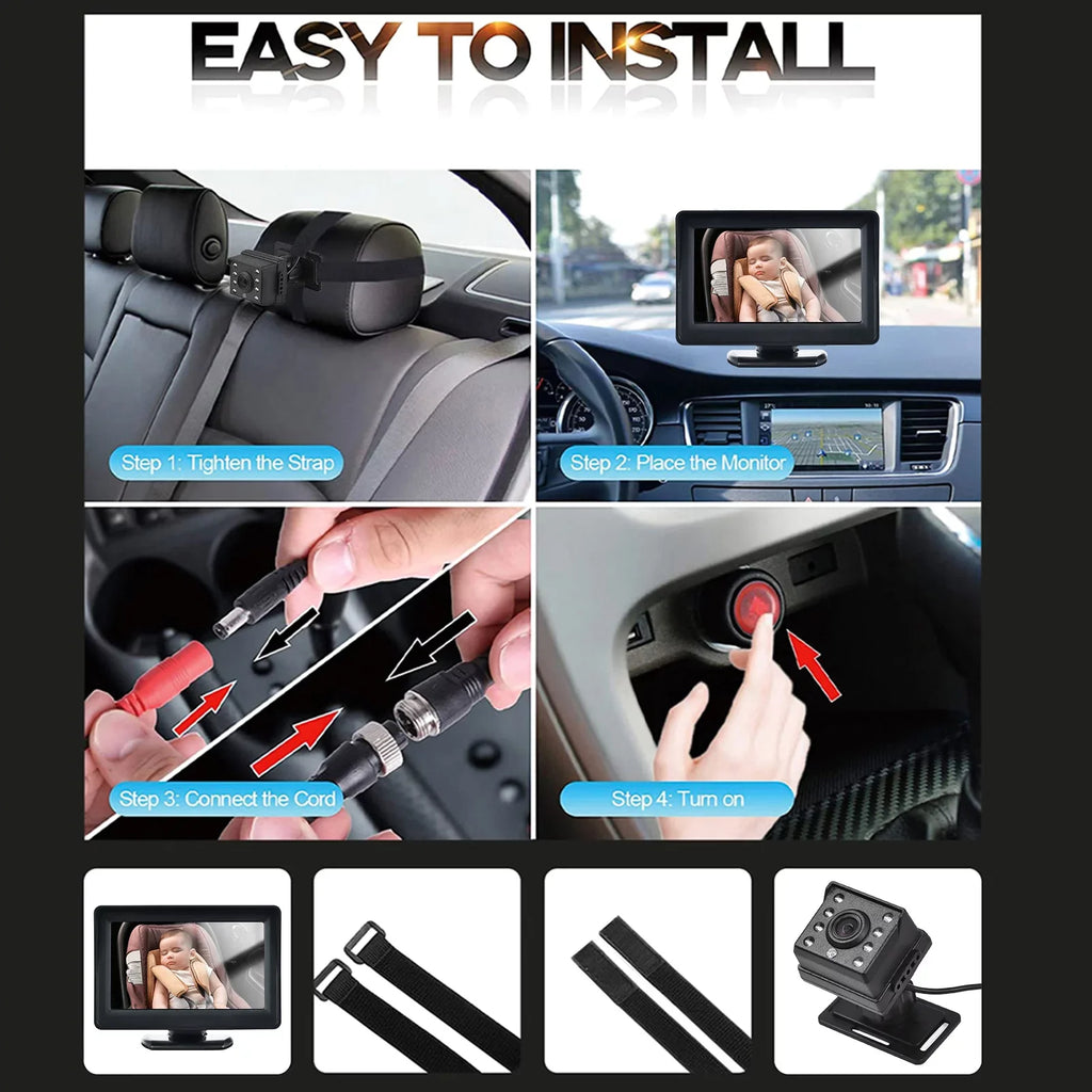 Baby Car Resolution, Camera and Installation Anself Night Easy with 150° Invigilator Rear-Facing Seat Wide 720P Vision - View,
