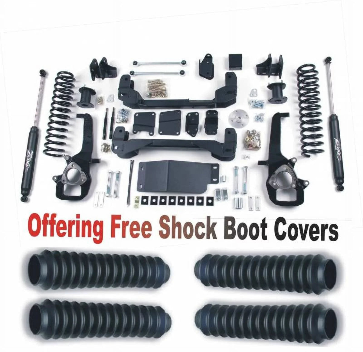 Fits With ZoneOffRoad D41N/ZONU3100X4 Boot 4WD Suspension Ram Dodge 2013-2018 System 1500 Shock Covers 6" Free