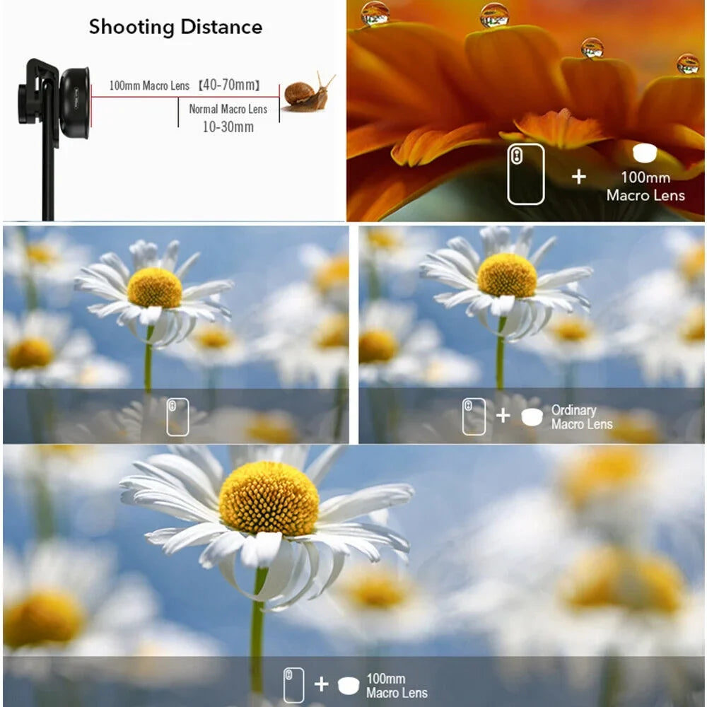 Aluminum External Shooting Lens Accessory Optical HD Distance Cellphone Multi-Layer 40MM-70MM Coated Macro Camera Detachable Clip Lens 4K Alloy