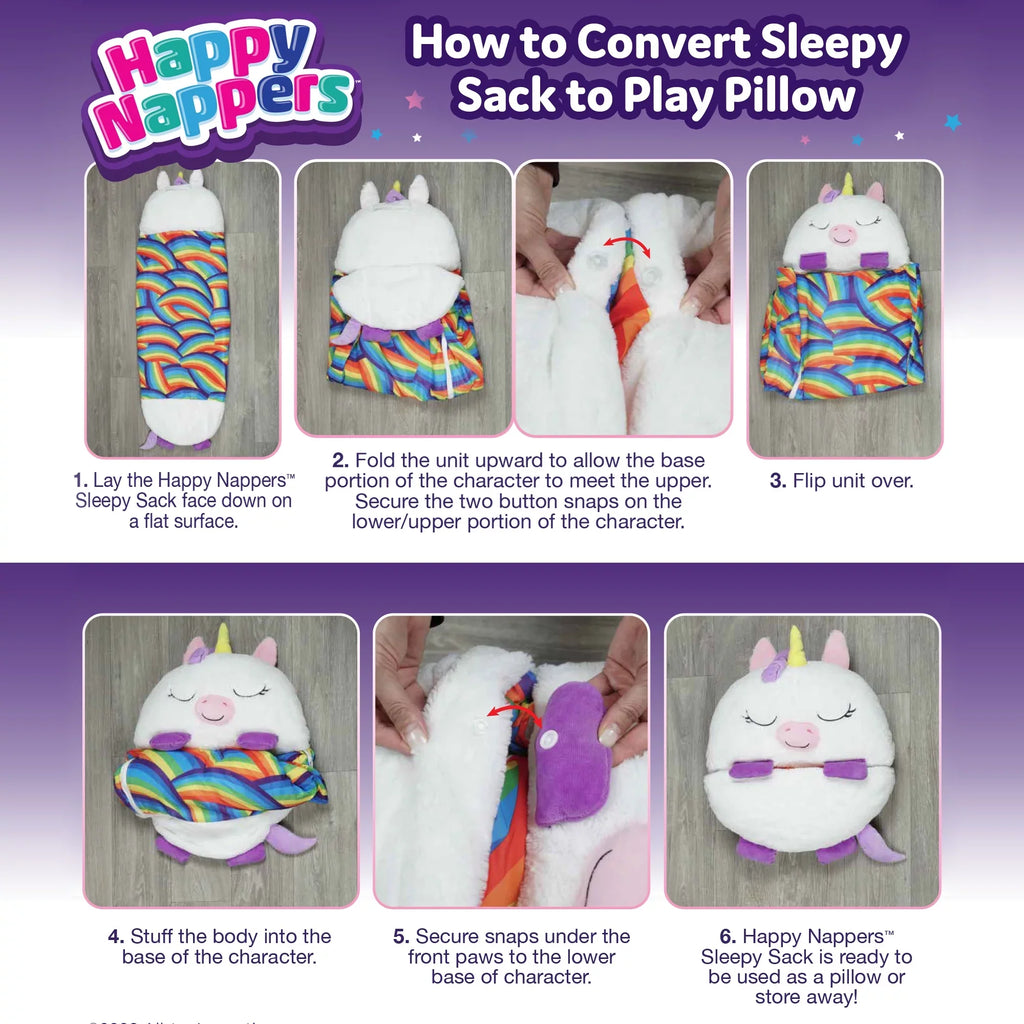 One, and Sack Pillow in Nappers Unicorn Toy Sleeping Happy Plush