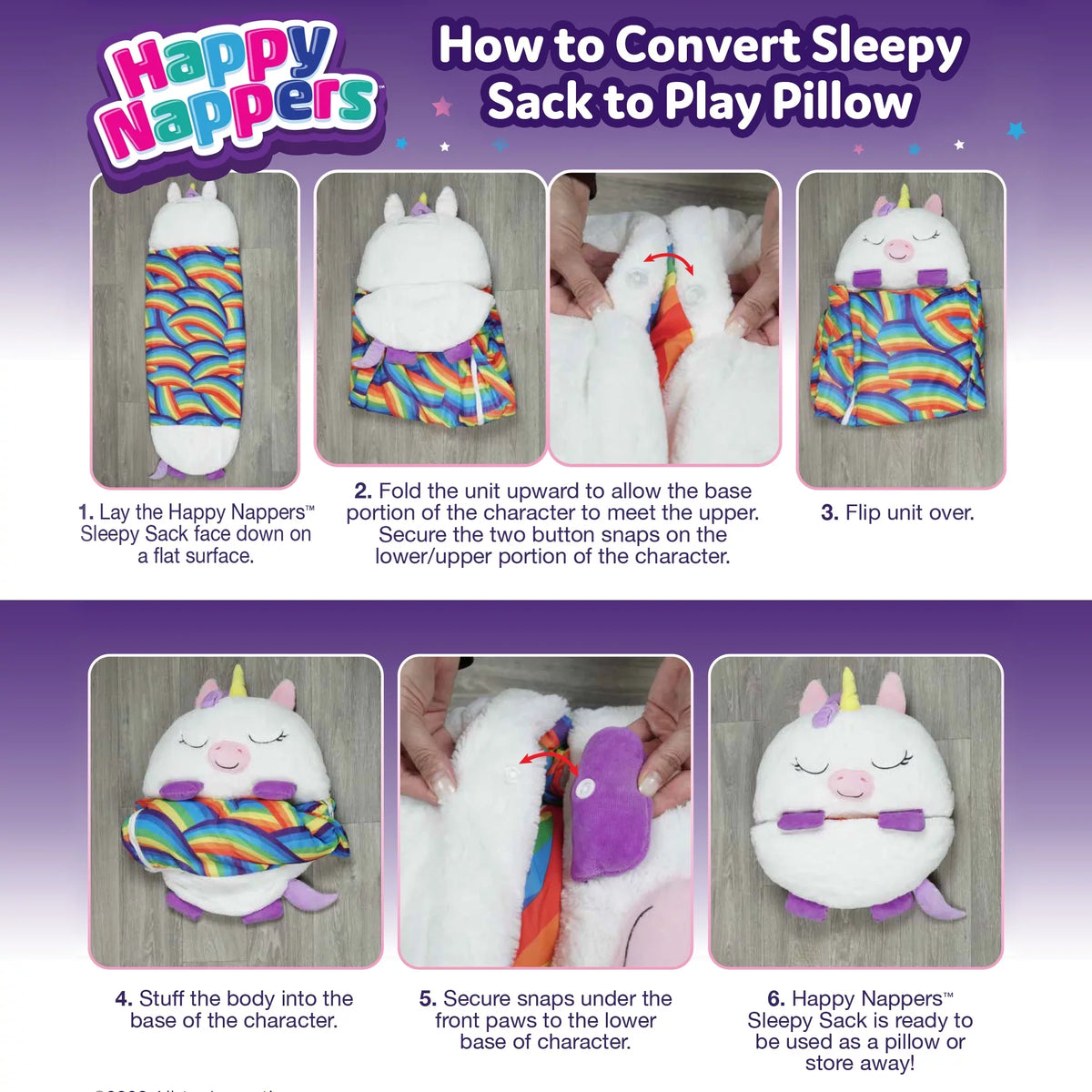 One, and Sack Pillow in Nappers Unicorn Toy Sleeping Happy Plush