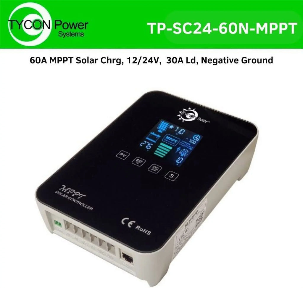 30A Controller MPPT Solar TP-SC24-60N-MPPT 12-24V Charge Systems Tycon