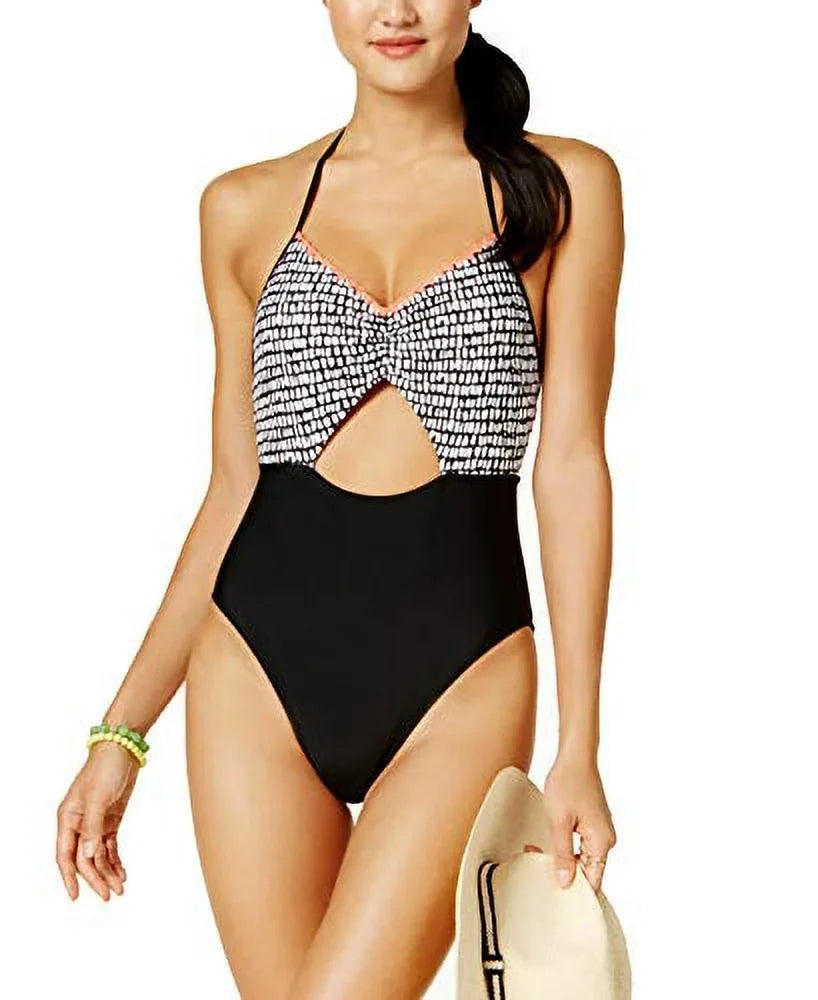 Women’s Hula One-Piece XS) (Black/White, Swimsuit Cutout Honey