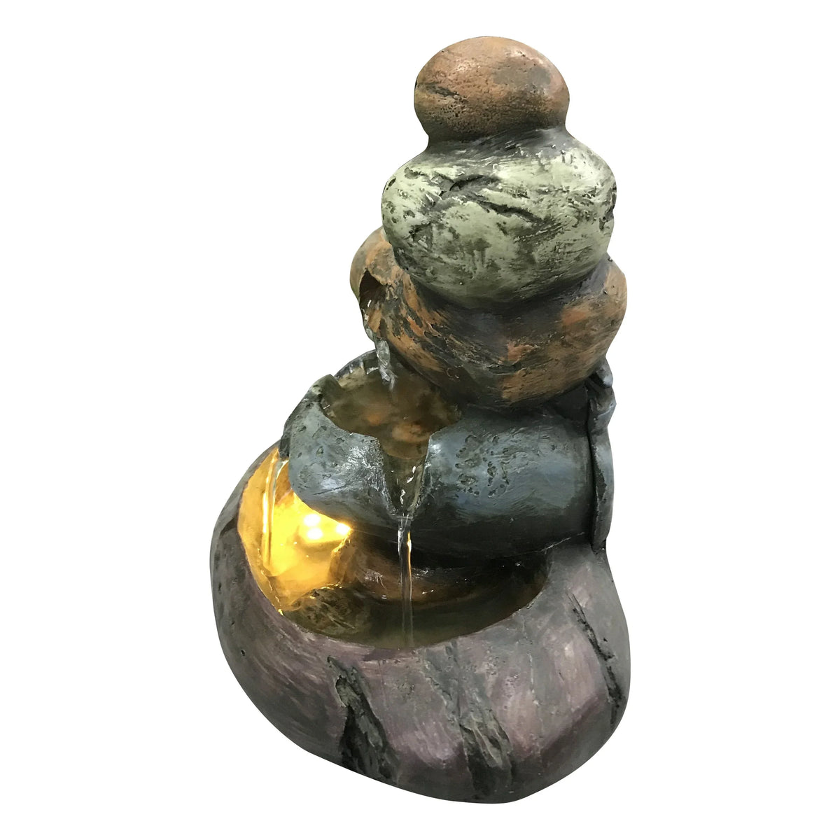 Lights Stone Warm With Fountain Multicolour Tabletop LED White