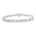 (I-J, Row 7.25" Sterling Set - Silver Diamond .925 Miracle Double Link 1 I3) Bracelet cttw
