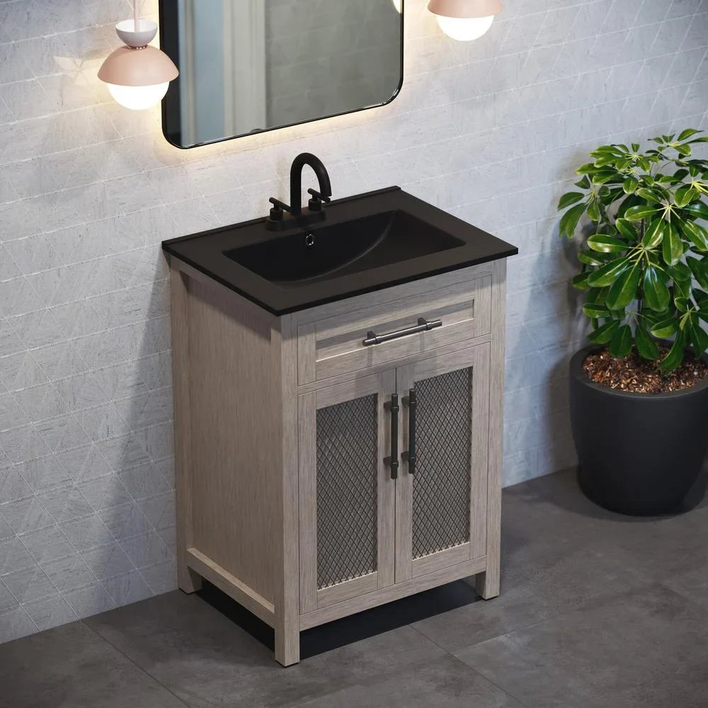 Bathroom Matte Sink in Faucet Black Holes 4" Centerset with 24" Top Vanity