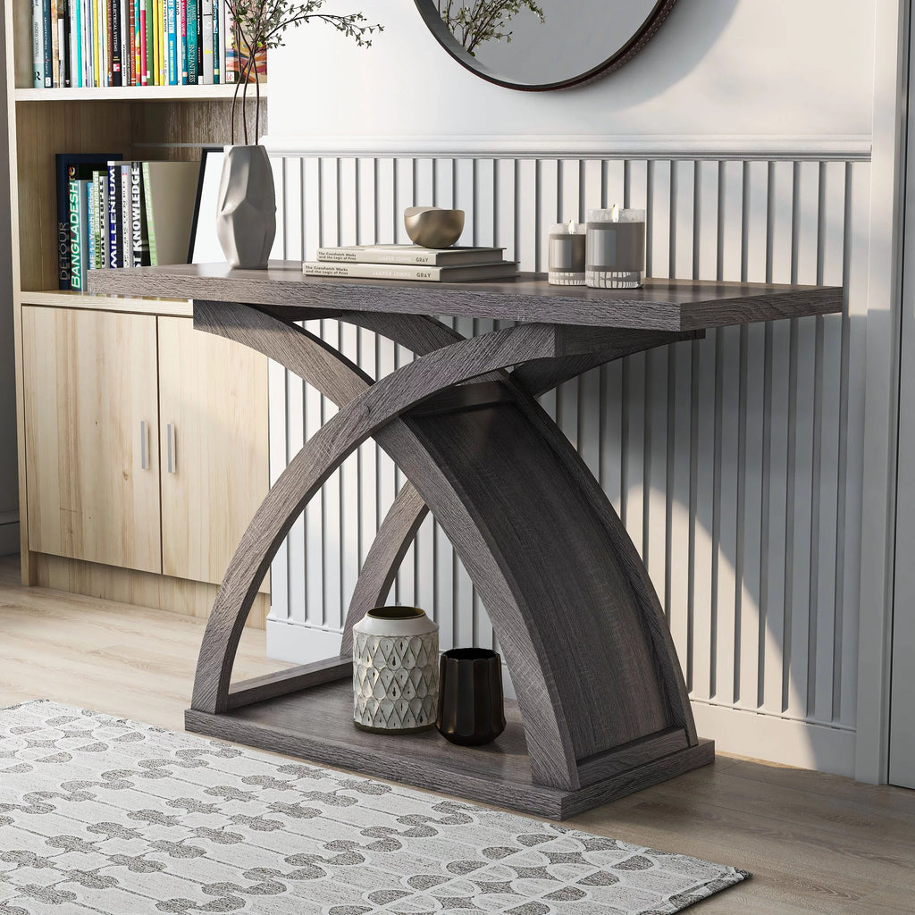 Transitional DH Distressed Denhour 1-Shelf 47-inch Grey by Sofa Table BASIC
