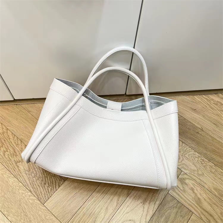Shoulder Leather Women,Slouchy Capacity for Work Bags,Genuine Tote Tote Leather Oversized Bag Large Vegan Nvzi Bag（White）