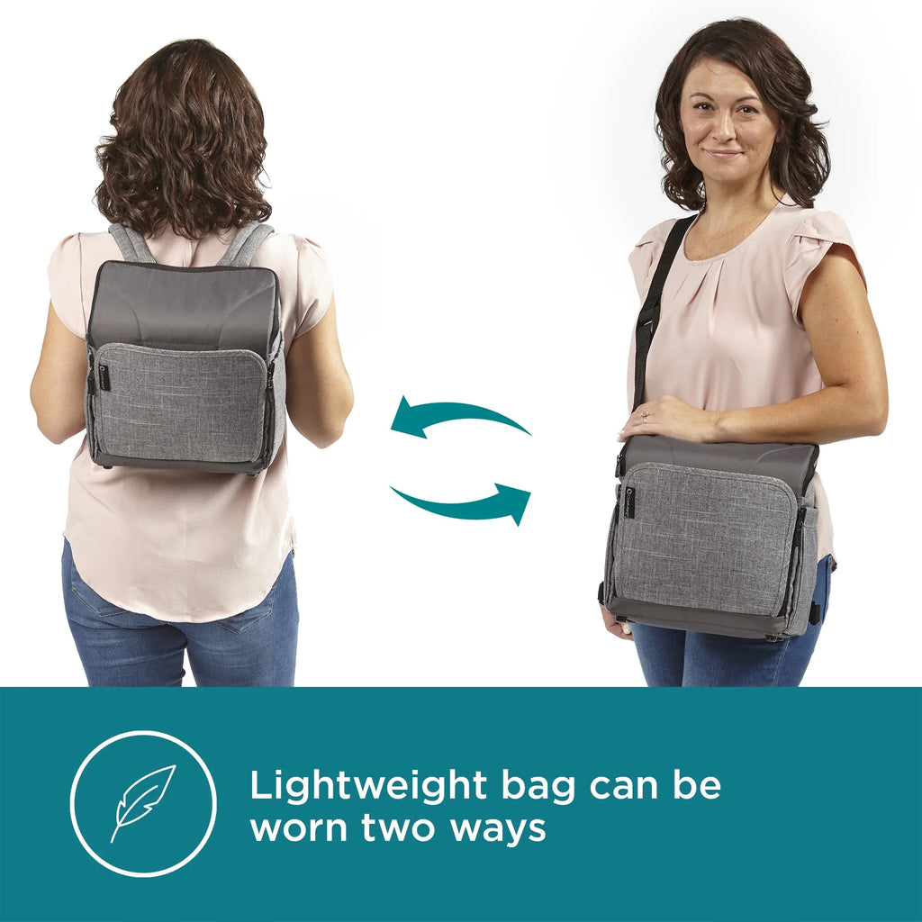 Booster Contours Portable Seat Bag, Gray Diaper Explore Backpack 2-in-1 and