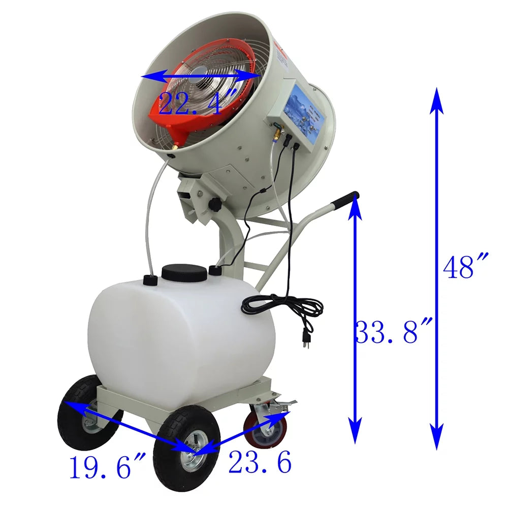 Cooling Hand-pushed and 110V Fan Humidification Watering Spray PreAsion Industrial Electric Humidification Spray Fan