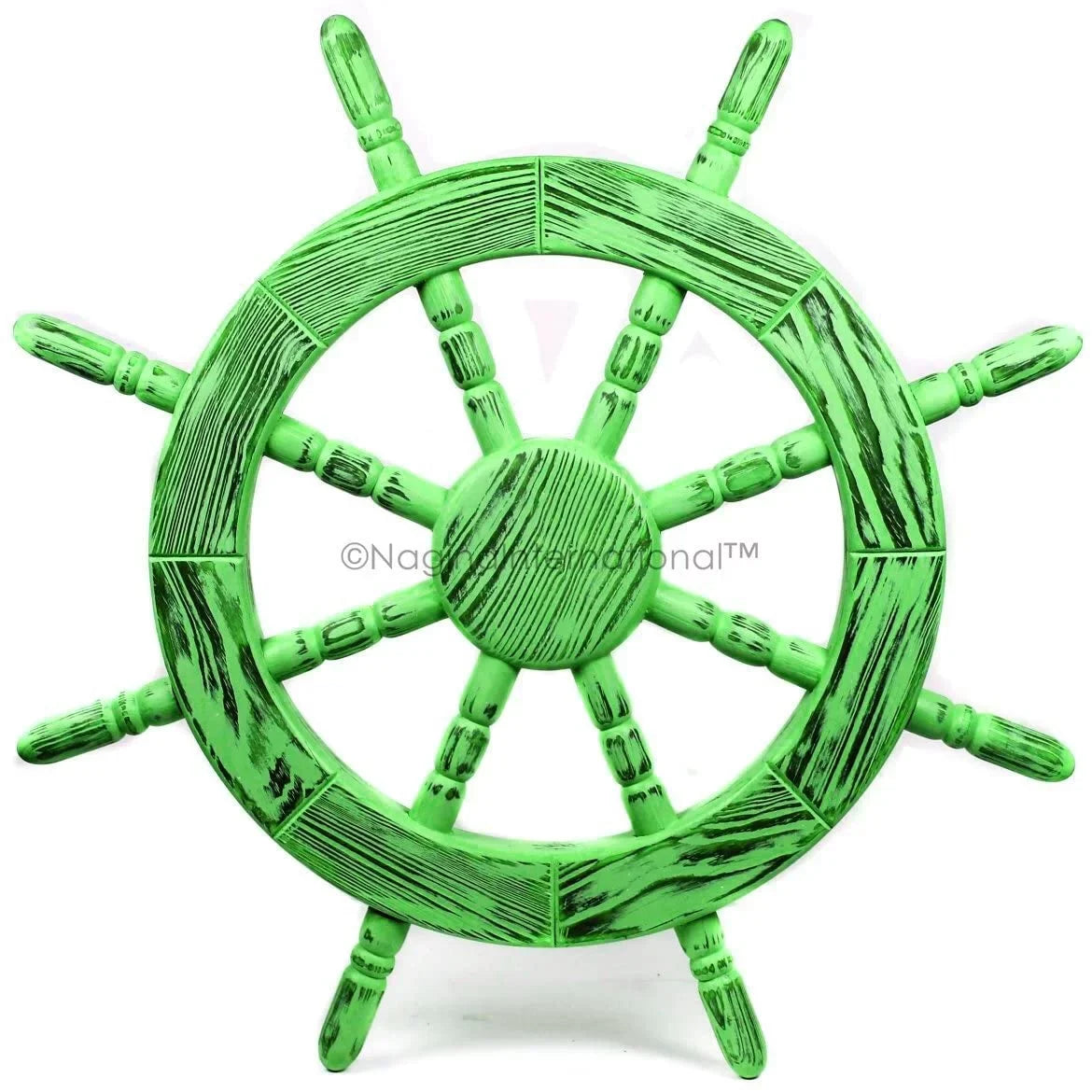 Rustic Decor Nautical Ship Exclusive Junky Wall Nagina Beautiful Antique Maritime Pine Decor Wall Handcrafted International Green) Wheel (42 Inches, |