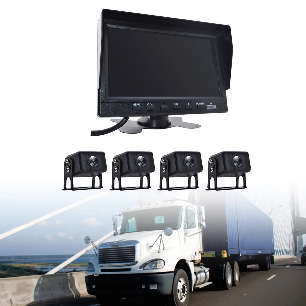 Bus+4 Driving Truck Video DVR Rear Recorder View Backup Monitor 7" RV Camera for