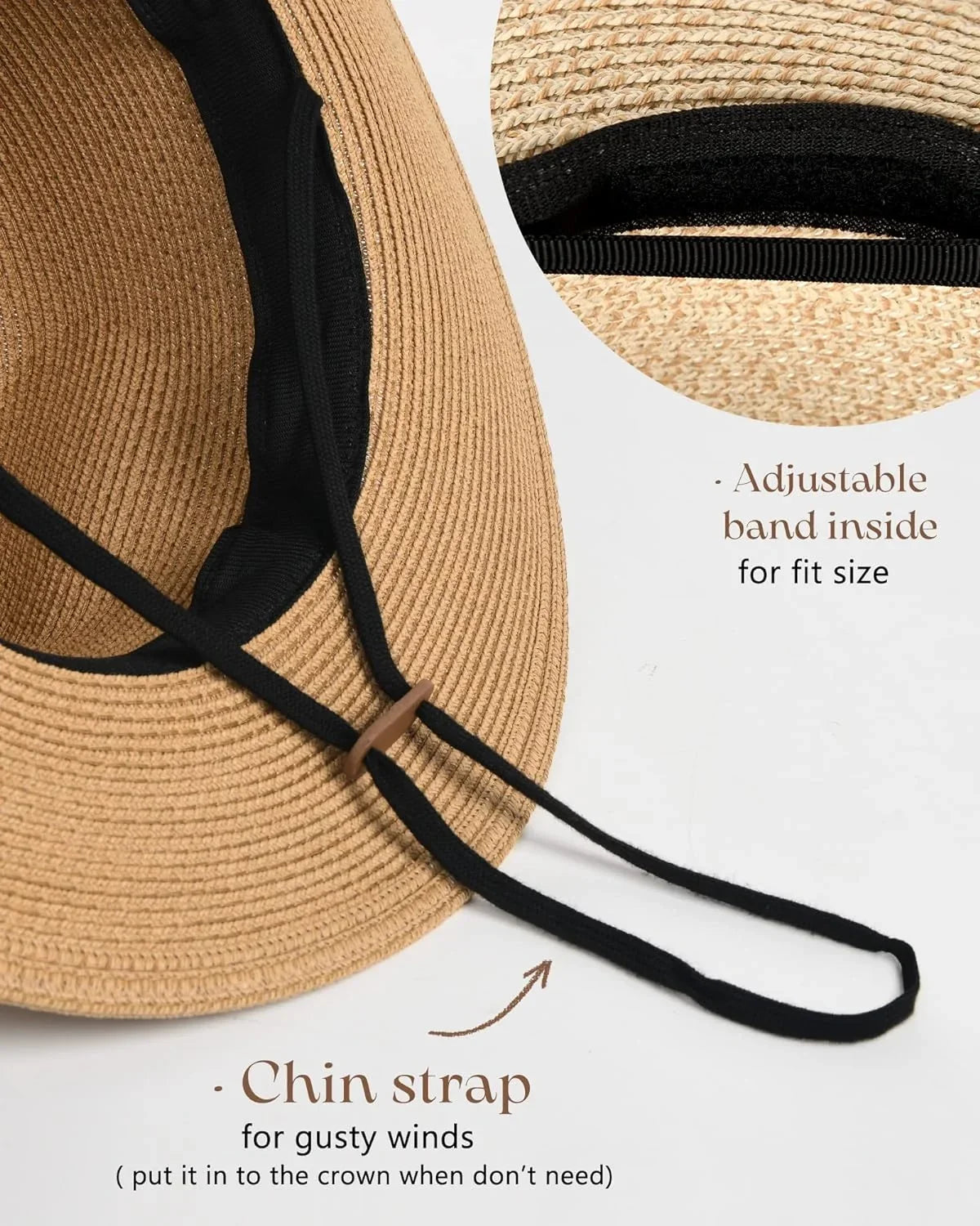 Mens Fedora Straw Wide Women Sun Summer Panama Hat Beach FURTALK Hat Hat for Brim Womens UPF Straw
