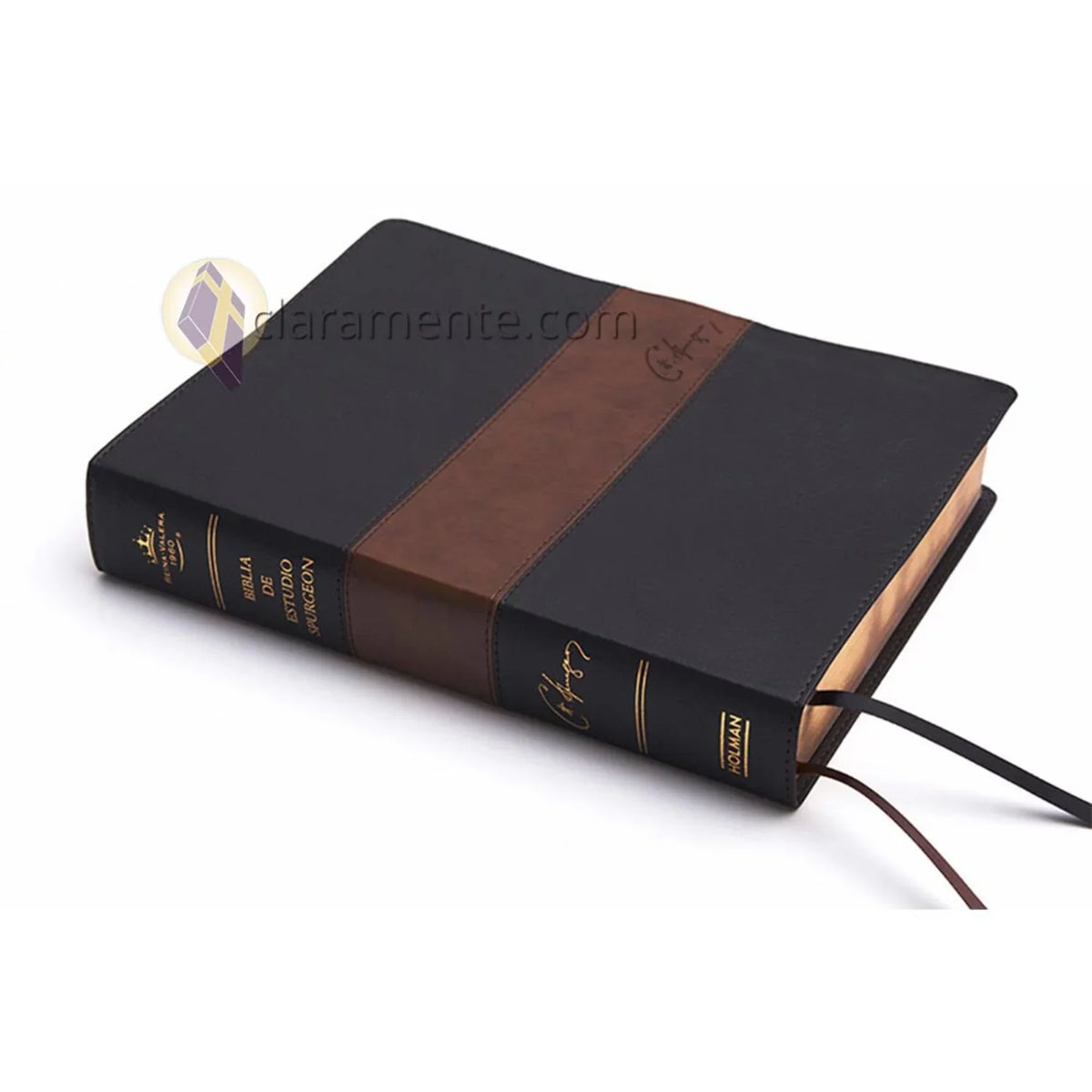 negro/marrón piel (Hardcover) RVR símil de Spurgeon, Biblia estudio 1960