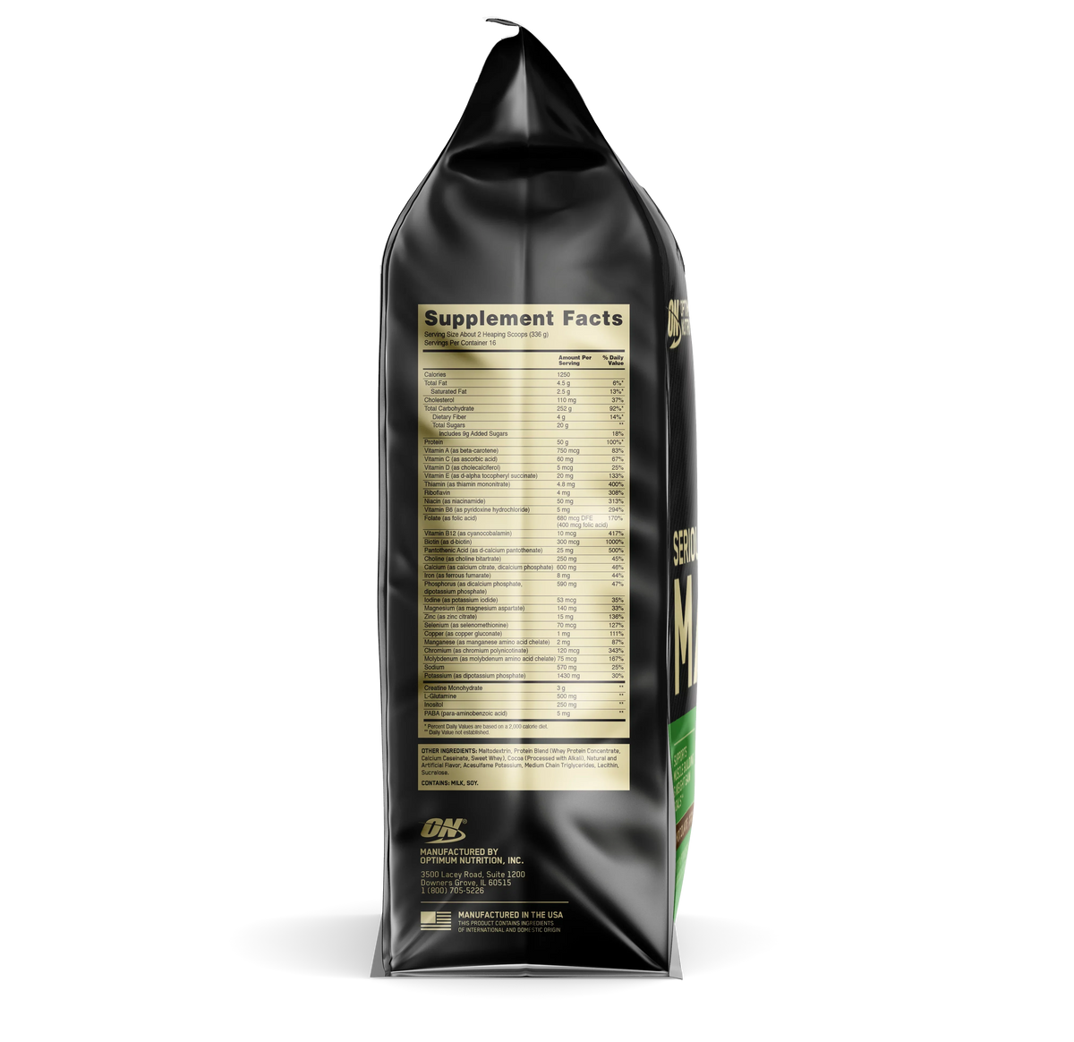 12 Chocolate, Powder, Servings Serious Nutrition, 16 Optimum Mass, lb, 50g Protein