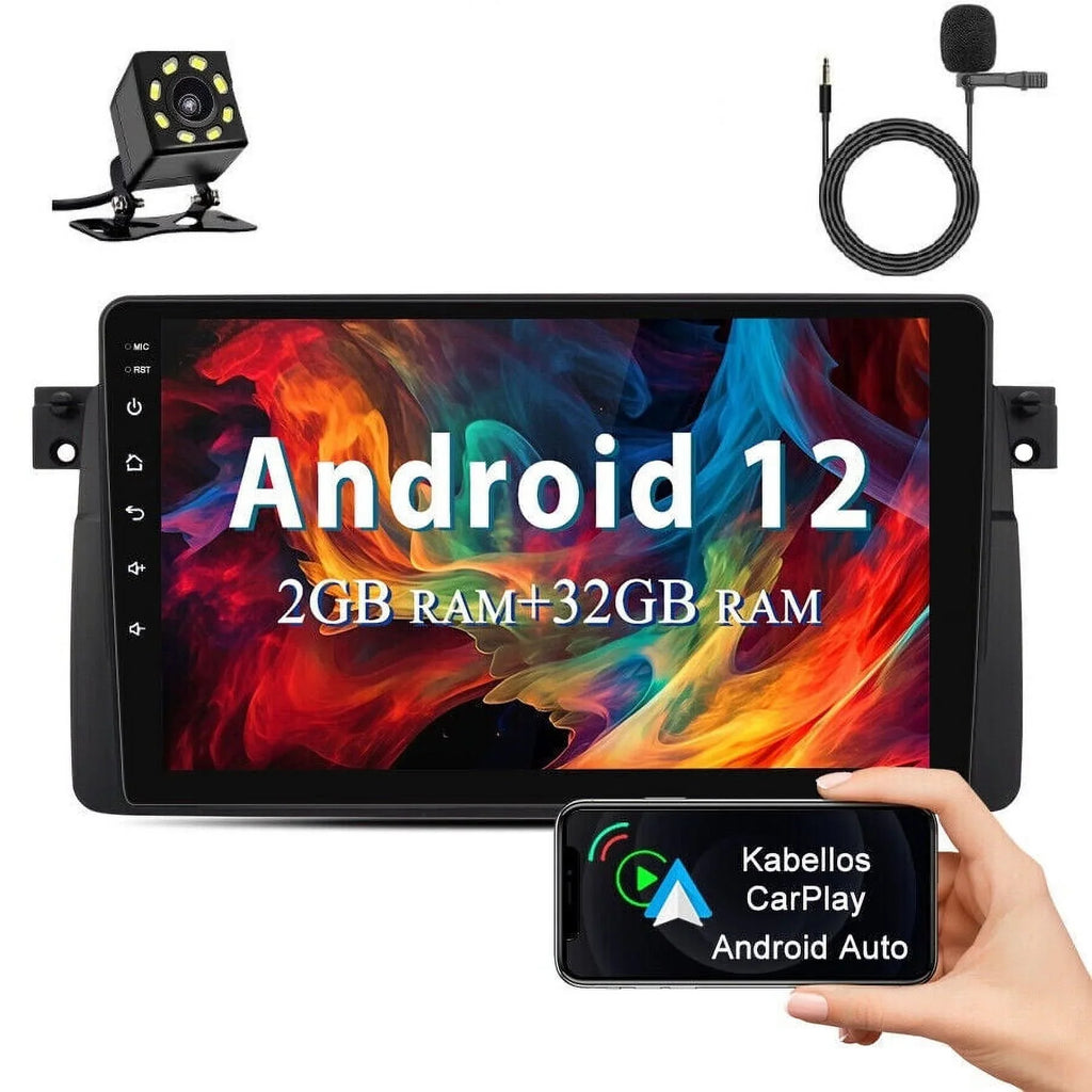 inch Carplay Stereo Screen WIFI HD FM E46 Auto RDS GPS 12 Android 9 Touch BMW Car Radio Bluetooth M3 for 2+32GB USB Apple Android