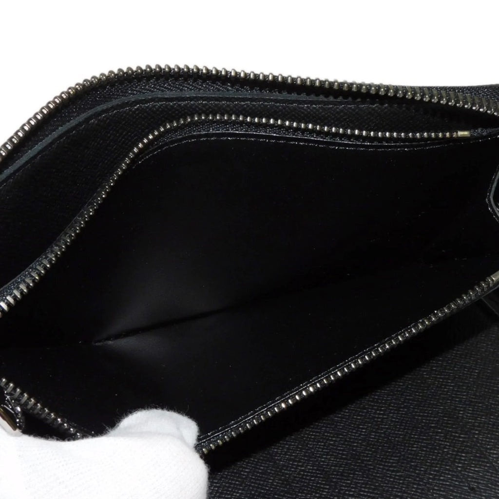 Monogram Billfold Round Men's LV Zipper Logo (Good) VUITTON Eclipse LOUIS Pre-Owned Noir Long Zippy Vertical Wallet M62295