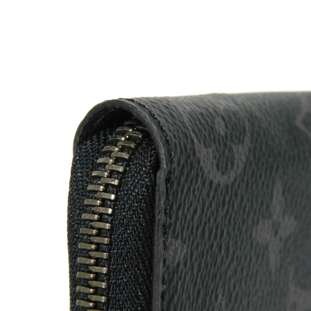 Monogram Billfold Round Men's LV Zipper Logo (Good) VUITTON Eclipse LOUIS Pre-Owned Noir Long Zippy Vertical Wallet M62295